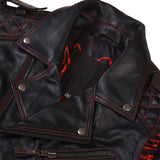 Nathan Black Motorcycle Quilted Leather Vest - Leather Jacketss