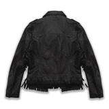 Olivia Black Fringed Leather Jacket - Leather Jacketss