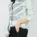Alexa White Distressed Fringed Leather Jacket - Leather Jacketss