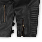 Felix Black Leather Biker Jacket with Notched Collar - Leather Jacketss