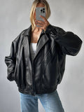 Women Vintage Leather Jacket, Retro YKK Zipper Oversized Leather Jacket, Bomber Leather Jacket, Premium Vintage Classic Leather - Leather Jacketss