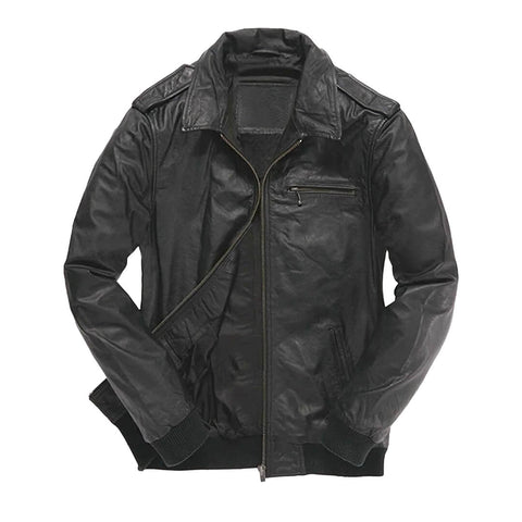 Kevin Black Leather Bomber Jacket - Leather Jacketss