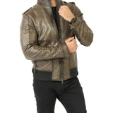 Carl Grey Leather Racer Jacket - Leather Jacketss