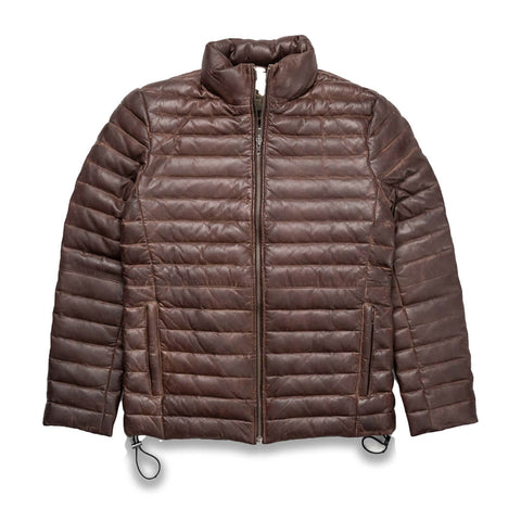 Michael Brown Puffer Leather Down Jacket - Leather Jacketss