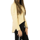 Hazel Cropped Leather Shirt with Lapel-Collar - Leather Jacketss
