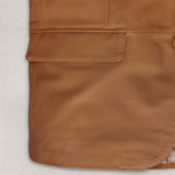 Ethan Tan Leather Blazer - Leather Jacketss