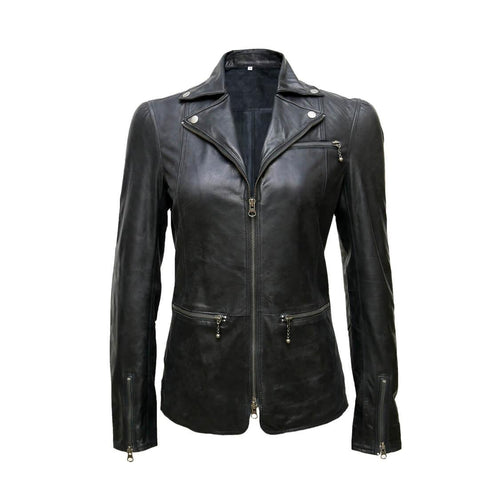 Mary Black Leather Motorcycle Jacket - Leather Jacketss