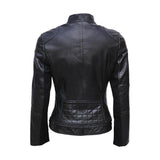 Isabel Black Quilted Leather Biker Jacket - Leather Jacketss