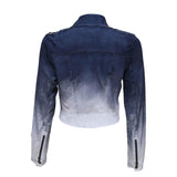 Jette Indigo Distressed Suede Leather Jacket - Leather Jacketss