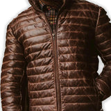 Alexander Brown Leather Puffer Jacket - Leather Jacketss