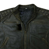 Rowan Black Quilted Leather Racer Jacket - Leather Jacketss