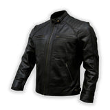 Rowan Black Quilted Leather Racer Jacket - Leather Jacketss