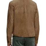 Henry Brown Suede Leather Shirt - Leather Jacketss