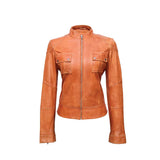Maria Tan Leather Motorcycle Jacket - Leather Jacketss