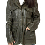 Matte Long Leather Trench Coat - Leather Jacketss