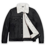 Jason Shearling Leather Trucker Jacket - Leather Jacketss