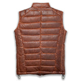 Theodore Brown Leather Down Puffer Vest - Leather Jacketss