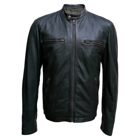 Oscar Black Leather Racer Jacket - Leather Jacketss