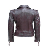 Pia Belted Motorcycle Burgundy Leather Jacket - Leather Jacketss