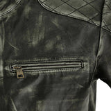 Paul Charcoal Distressed Leather Racer Jacket - Leather Jacketss