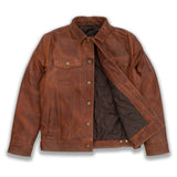 Mateo Vintage Brown Leather Trucker Jacket - Leather Jacketss