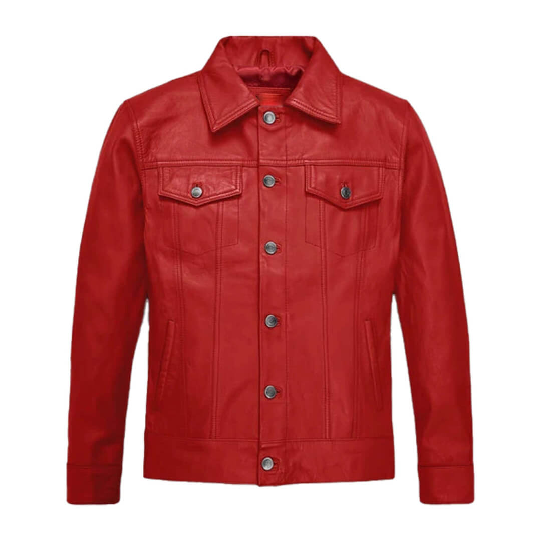 Supreme Trucker Red Leather Jacket – Leather Jacketss