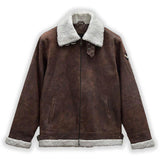 Arthur Vintage Brown Aviator Shearling Leather Bomber Jacket - Leather Jacketss