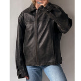 90's Womens Vintage Oversized Straight Jacket, ladies leather jacket, ladies biker jacket, bomber jacket, valentines day gift - Leather Jacketss