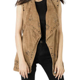 Stella Suede Brown Leather Vest - Leather Jacketss