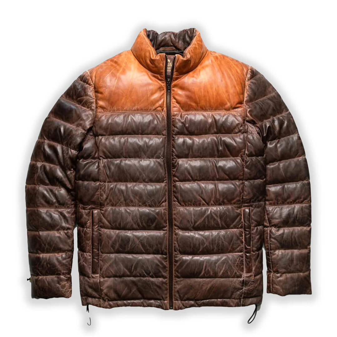 The Science Behind the Stylish Two-Tone Leather Puffer Jacket - Leather Jacketss