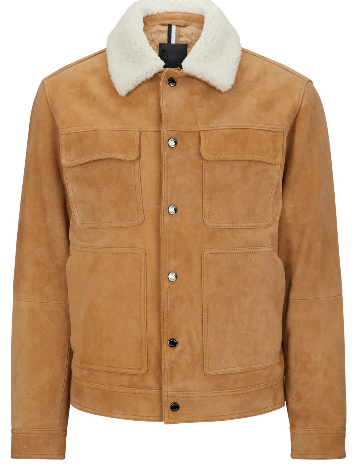 Suede Leather jacket Men's Goat - Boa Collar & Patch Pockets - Stylish Outerwear - Leather Jacketss