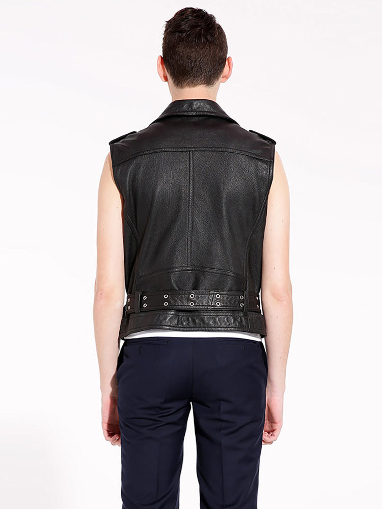 Men's Black Leather vest - Leather Jacketss