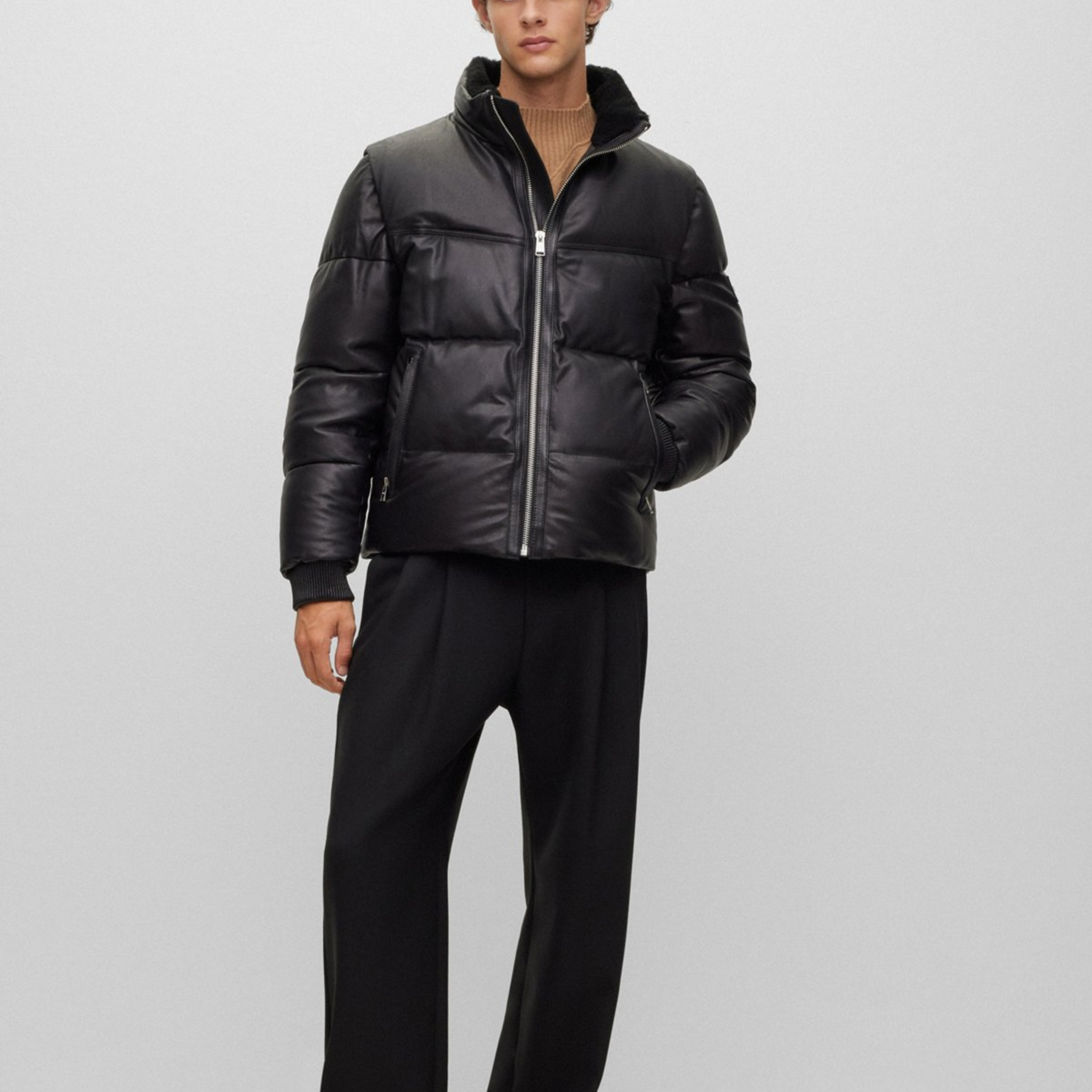 Men's Black Puffer Jacket - Leather Jacketss