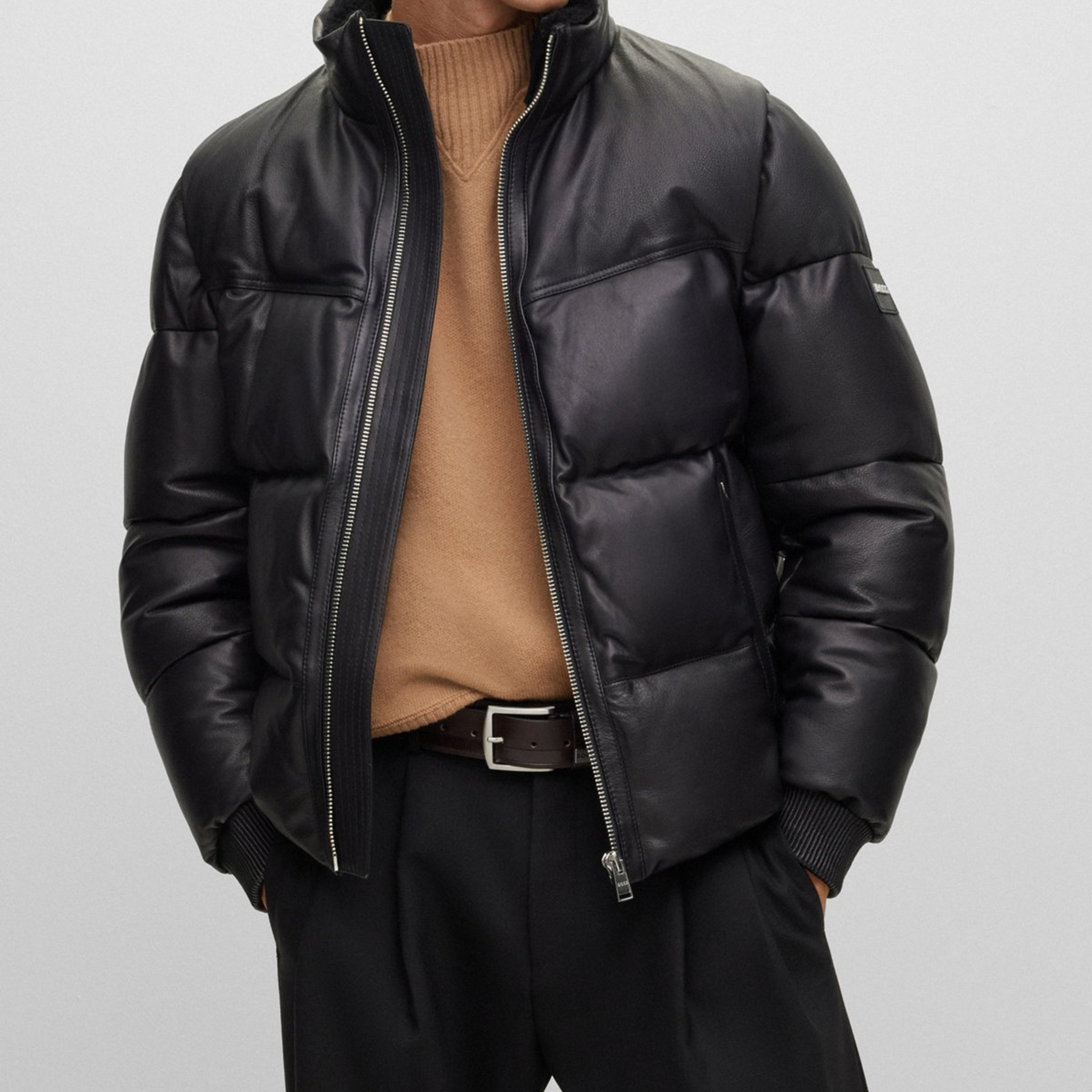 Men's Black Puffer Jacket - Leather Jacketss