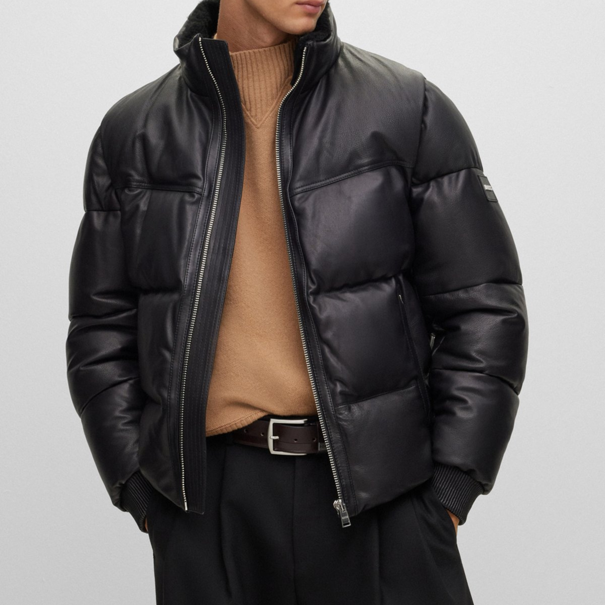 Men's Black Puffer Jacket - Leather Jacketss