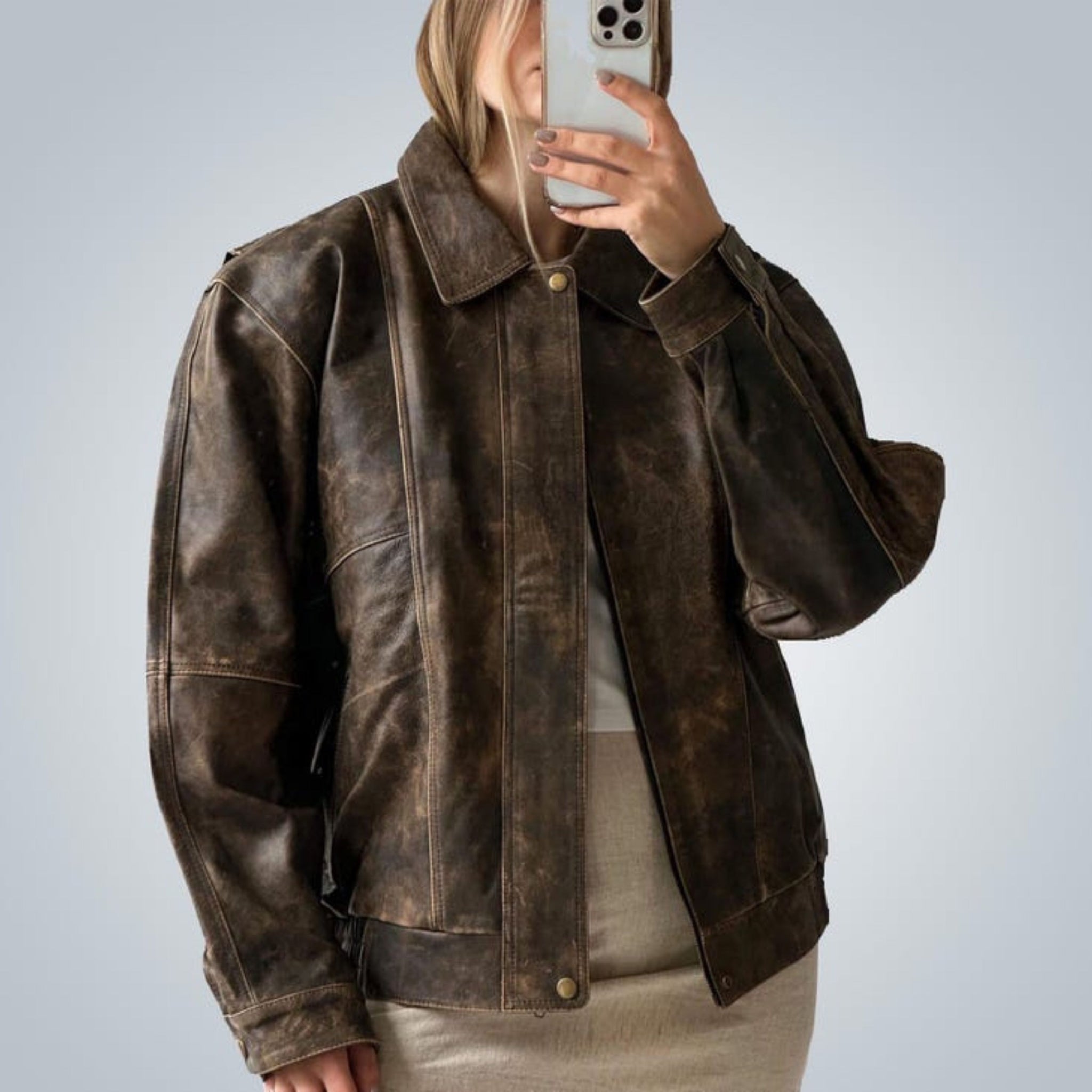 Women Handmade Oversize Bomber Lambskin Soft Real Leather Jacket | Women Casual Wear Oversize Genuine brown Leather Jacket, ladies jacket