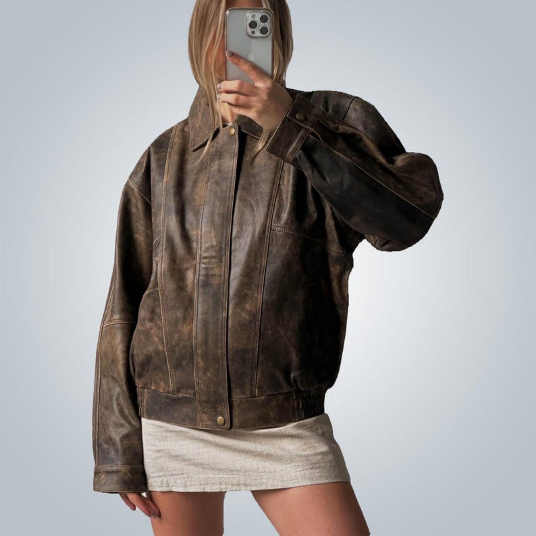 Women Handmade Oversize Bomber Lambskin Soft Real Leather Jacket | Women Casual Wear Oversize Genuine brown Leather Jacket, ladies jacket