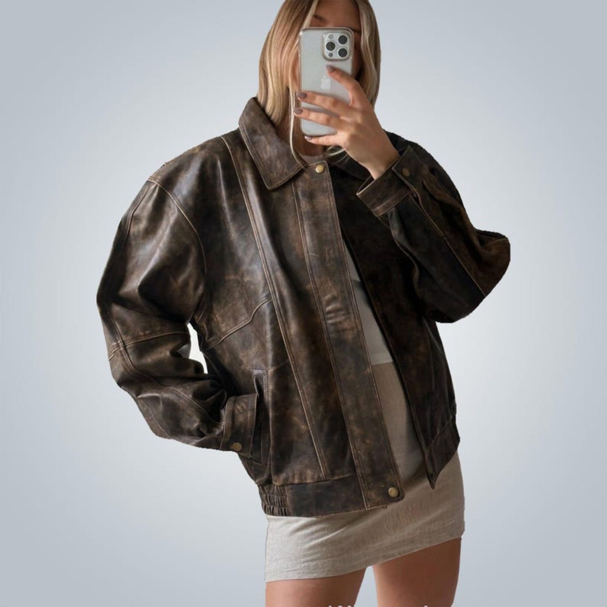 Women's Oversized Leather Jacket