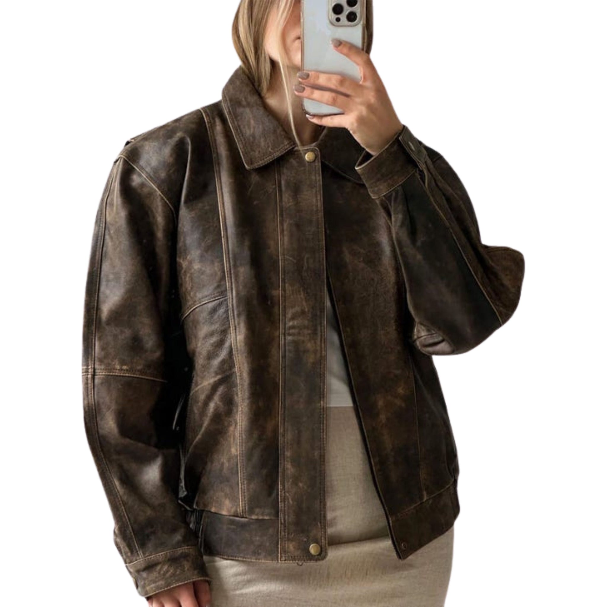 Women's Oversized Leather Jacket