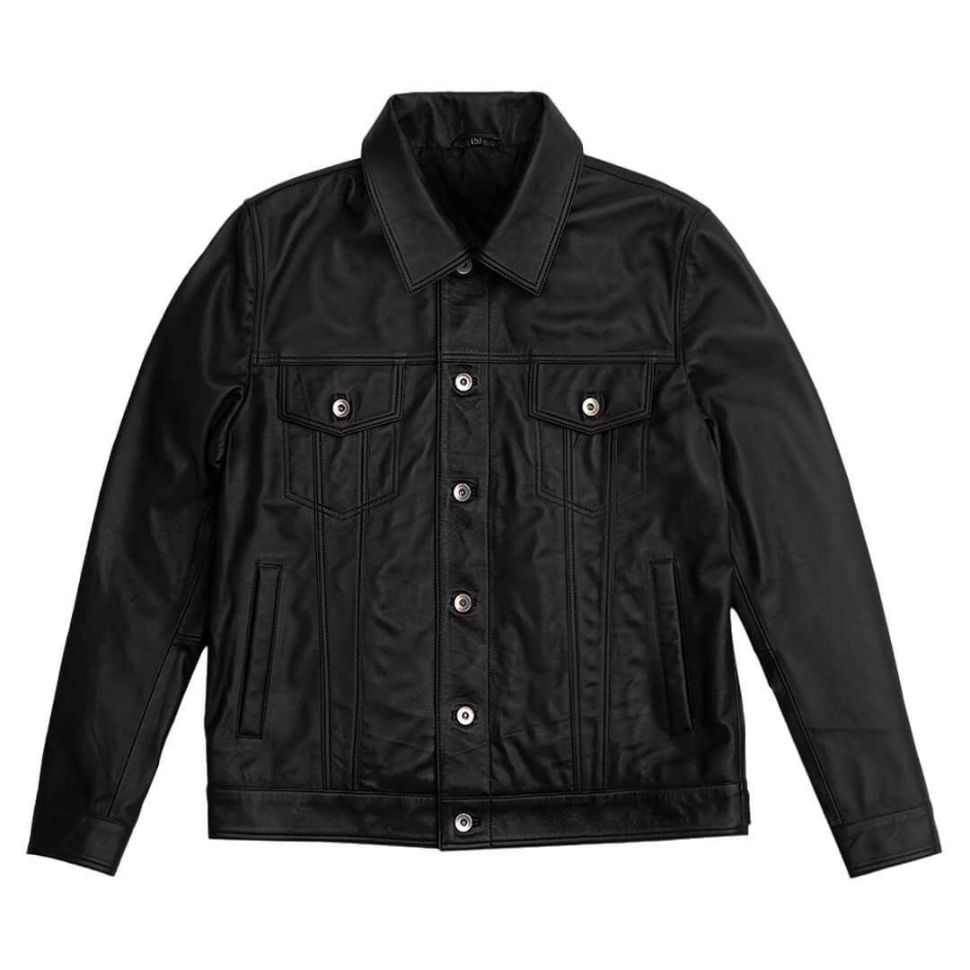 Supreme Black Leather Trucker Jacket - Leather Jacketss