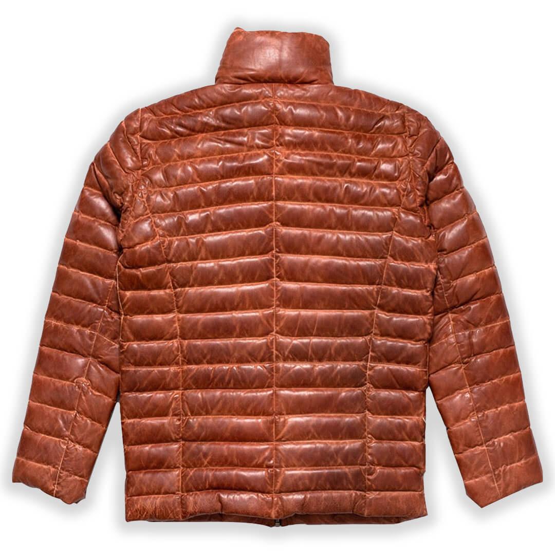 Elixir Tan Leather Puffer Jacket - Leather Jacketss