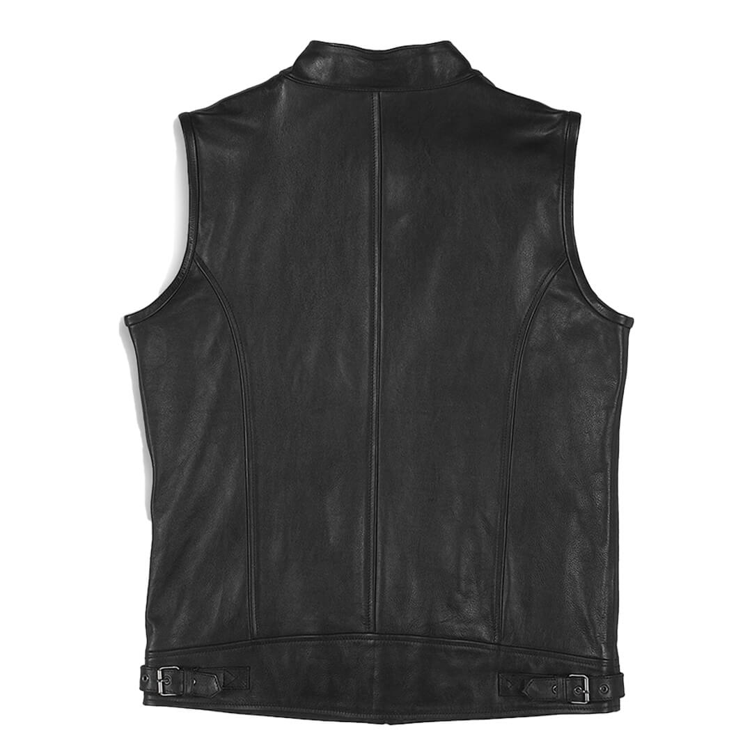 Bruce Black Leather Biker Vest - Leather Jacketss