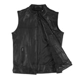 Bruce Black Leather Biker Vest - Leather Jacketss