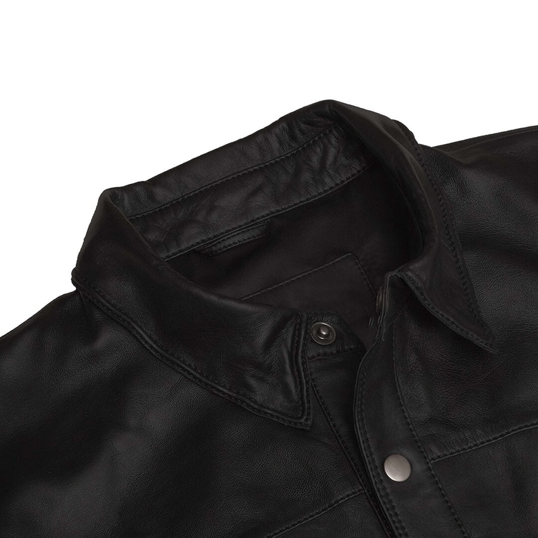 Louise Black Leather Shirt - Leather Jacketss