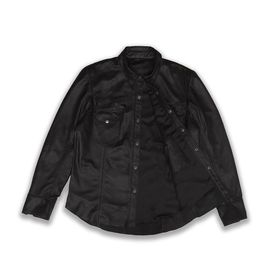 Louise Black Leather Shirt - Leather Jacketss