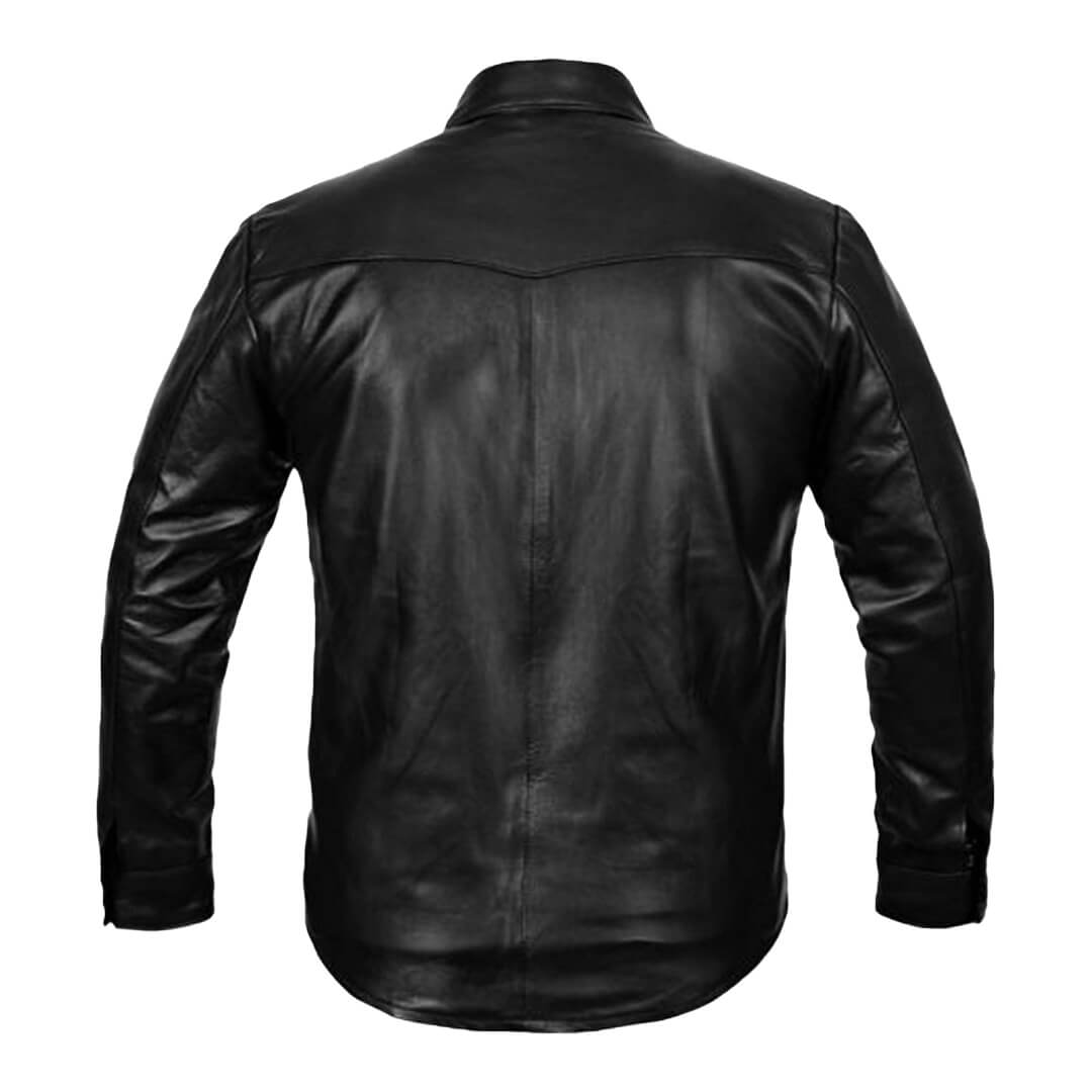 Luke Black Slim-Fit Lambskin Leather Shirt - Leather Jacketss