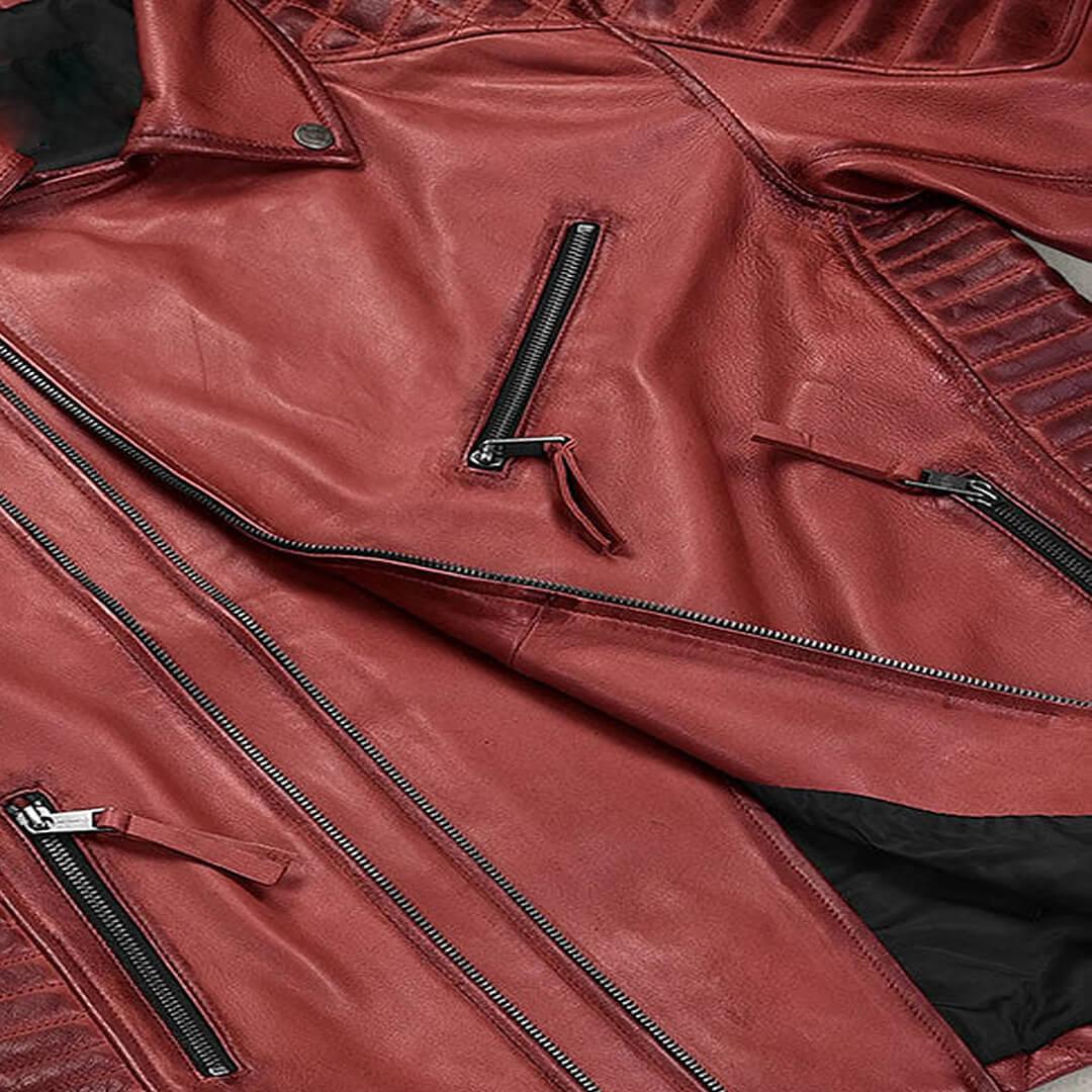 Grace Quilted Red Motorcycle Leather Jacket - Leather Jacketss