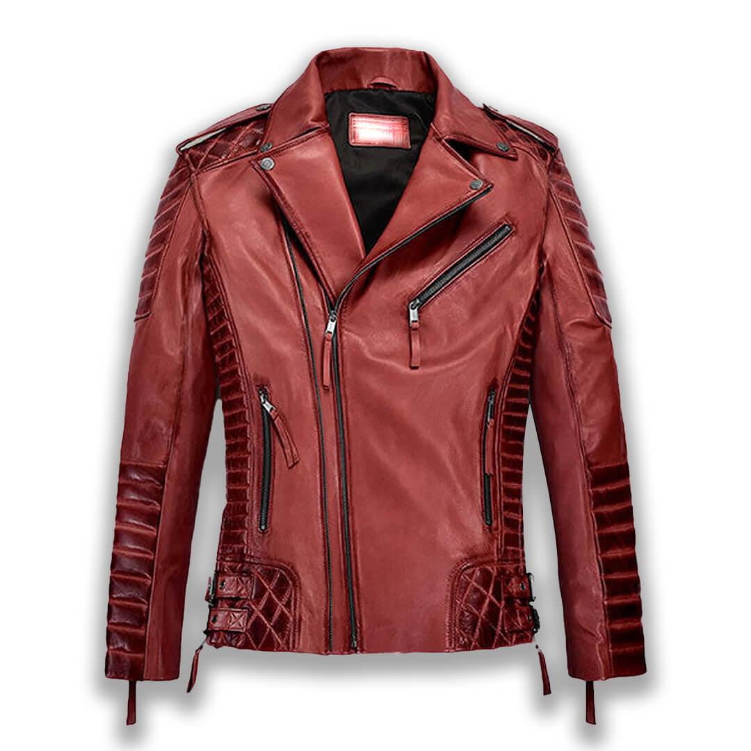 Grace Quilted Red Motorcycle Leather Jacket - Leather Jacketss