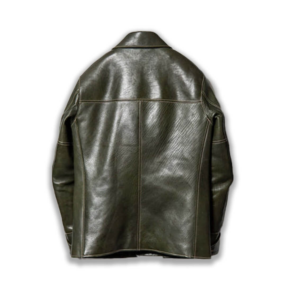 Lawrence Olive Green Leather Horse Car Coat - Leather Jacketss