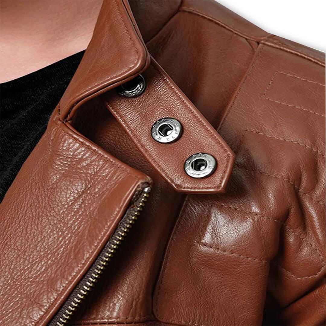 Jacob Brown Quilted Motorcycle Leather Jacket - Leather Jacketss